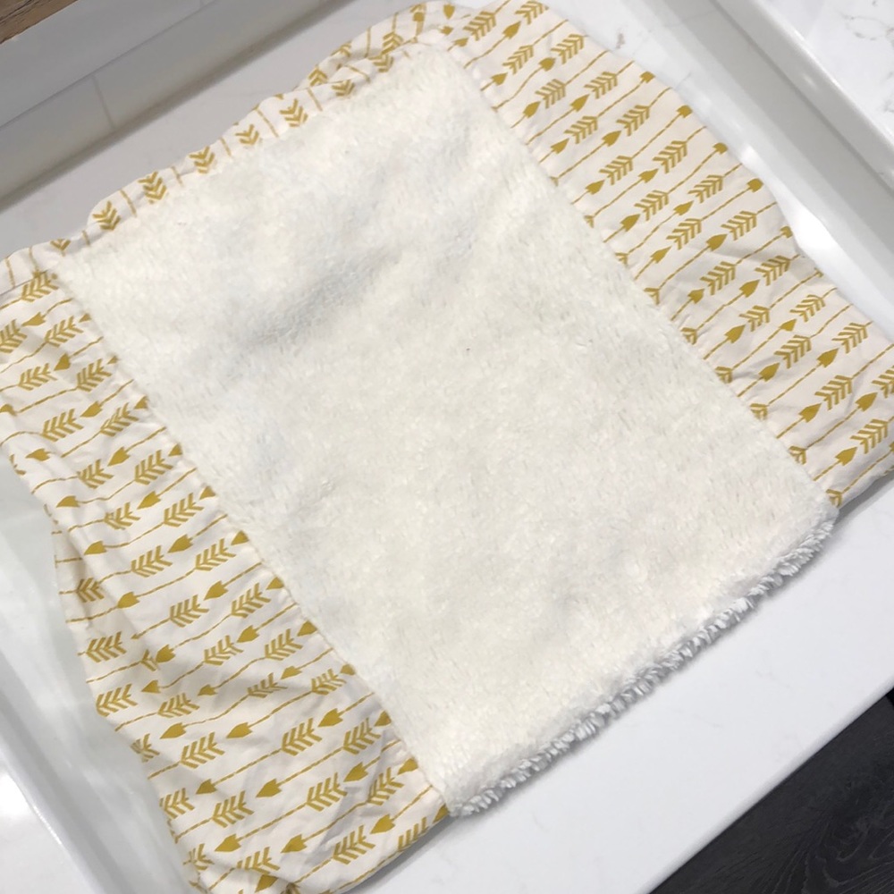 White and Gold arrow changing table cover